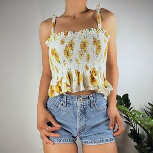 Vintage Y2K Style Inspired Floral Strappy Bandeau Cottage Core Top / Size: M